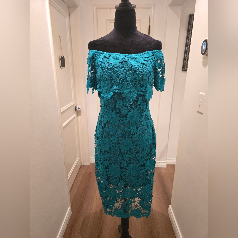 Eilly Bazar off the shoulder Lace Midi Dress